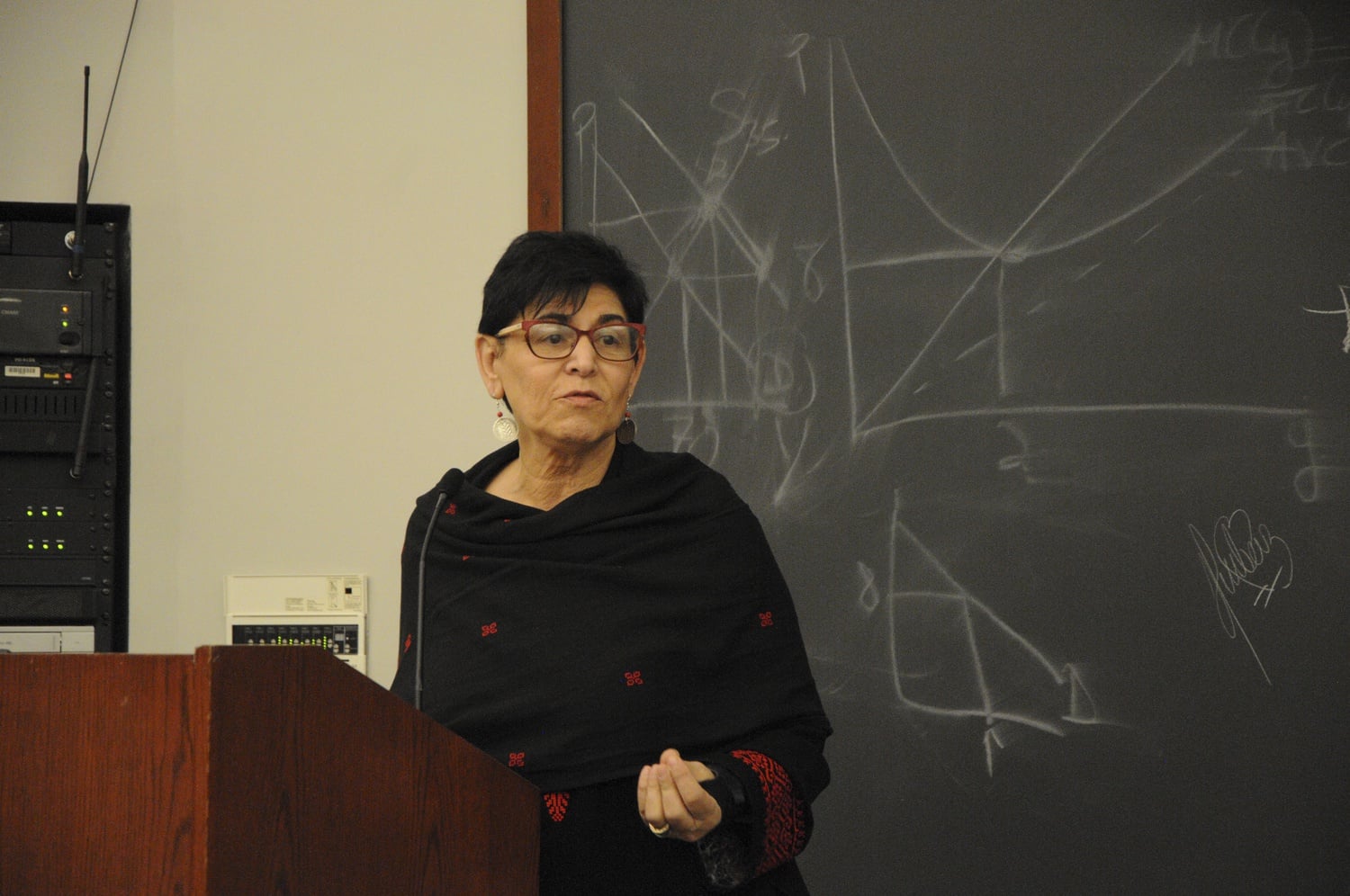 San Francisco State University professor Rabab Abdulhadi speaks at an Israeli Apartheid Week event on April 4.