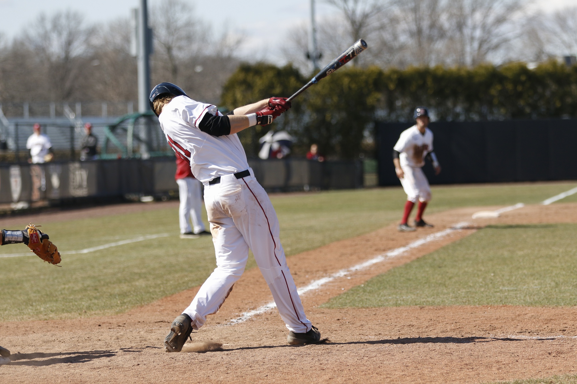 Pat McColl currently leads the conference with a batting average of .459. Earlier in the season, he held the nation's highest mark in this category.