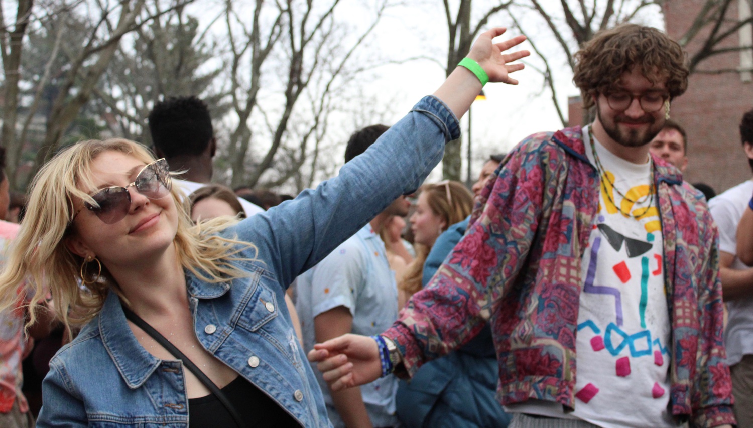 Students dance during the last in-person version of Yardfest, held in Harvard Yard in 2019. This year's version, headlined by Aminé and Trevor Daniel, took place virtually.