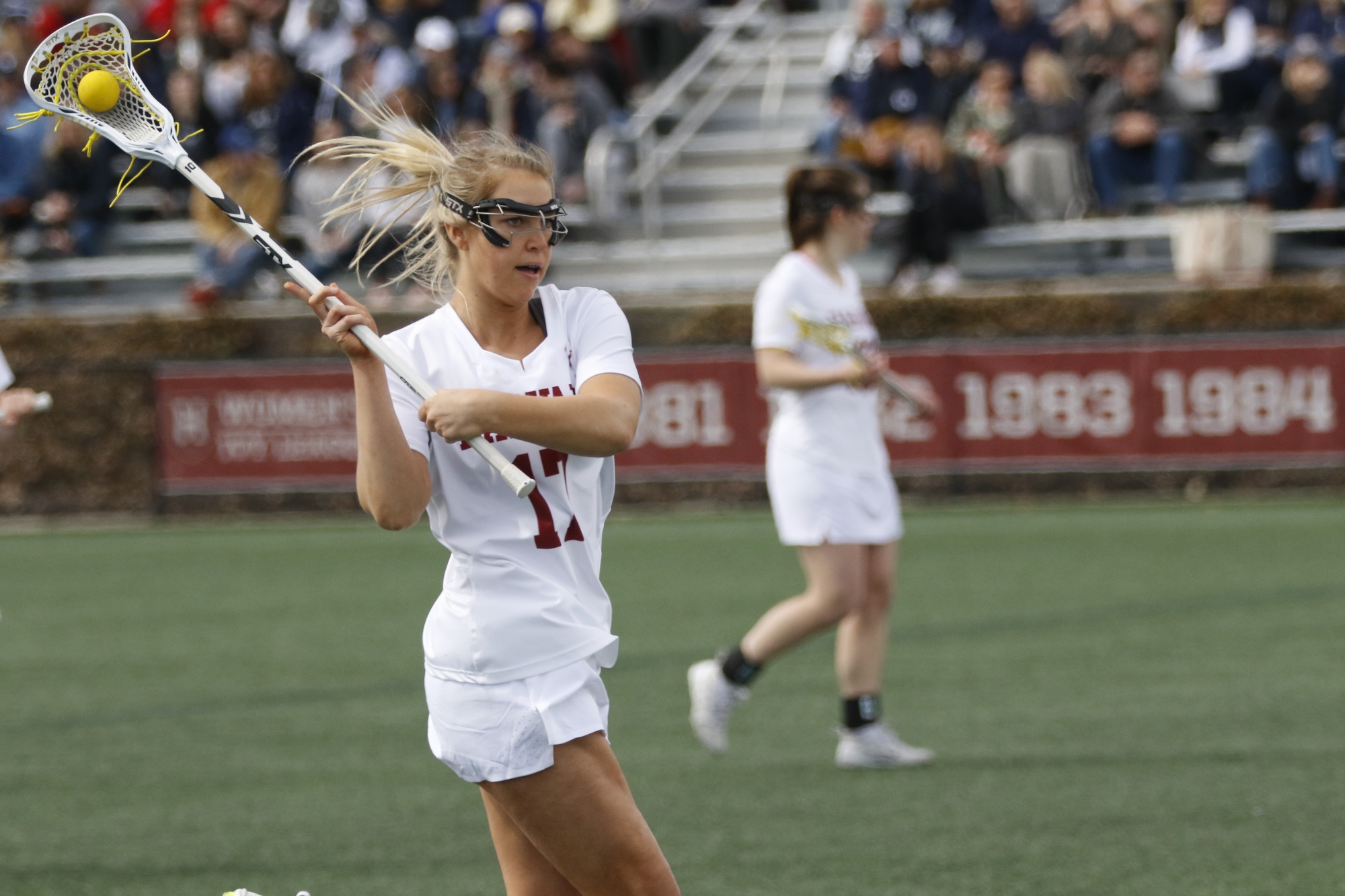 To date, junior Hannah Keating has tallied 40 goals in her Crimson career.