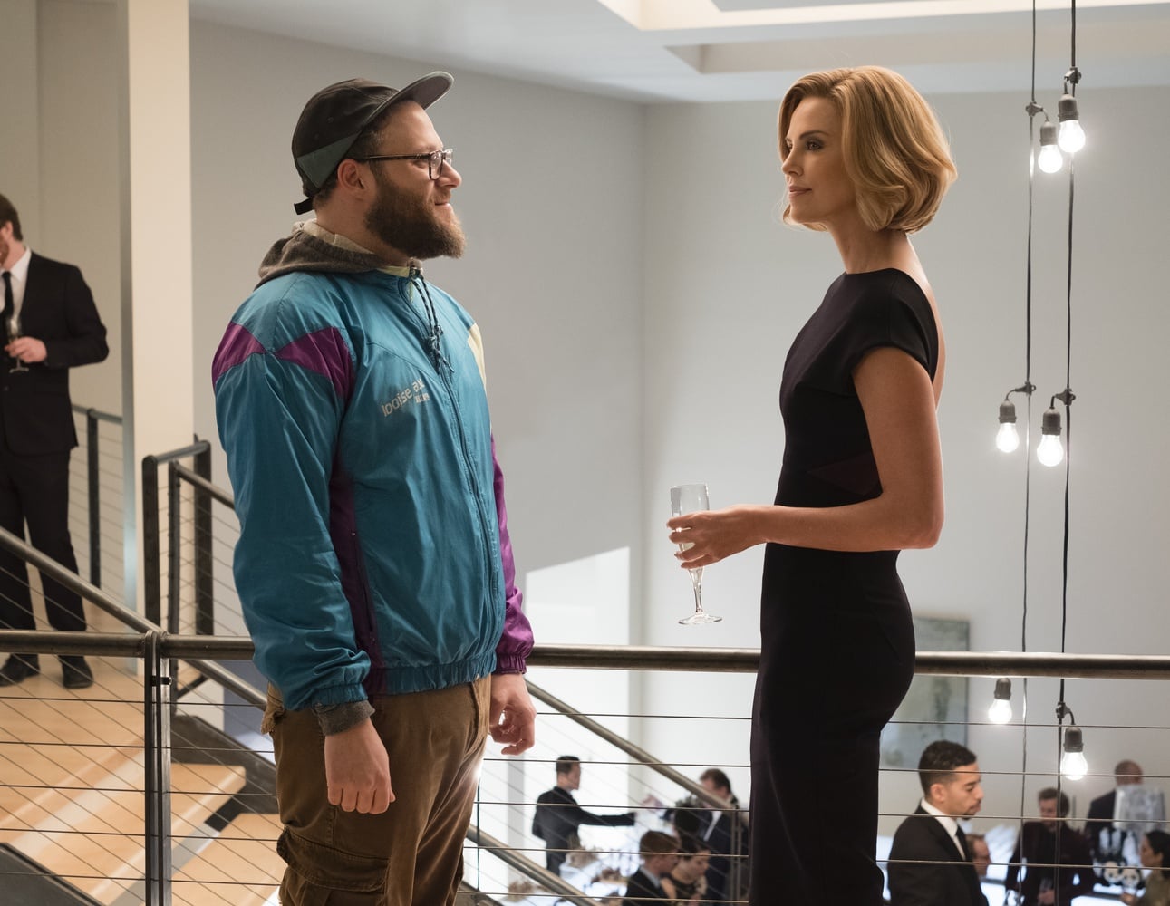 Seth Rogen stars as Fred Flarsky and Charlize Theron stars as Charlotte Field in “Long Shot” (2019), directed by Jonathan Levine.