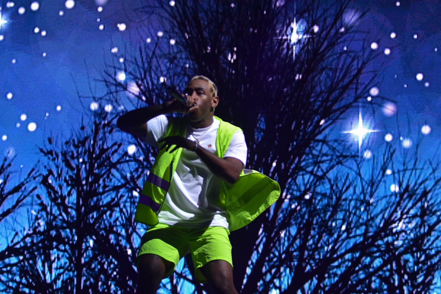 Tyler the Creator performs at Boston Calling 2018.