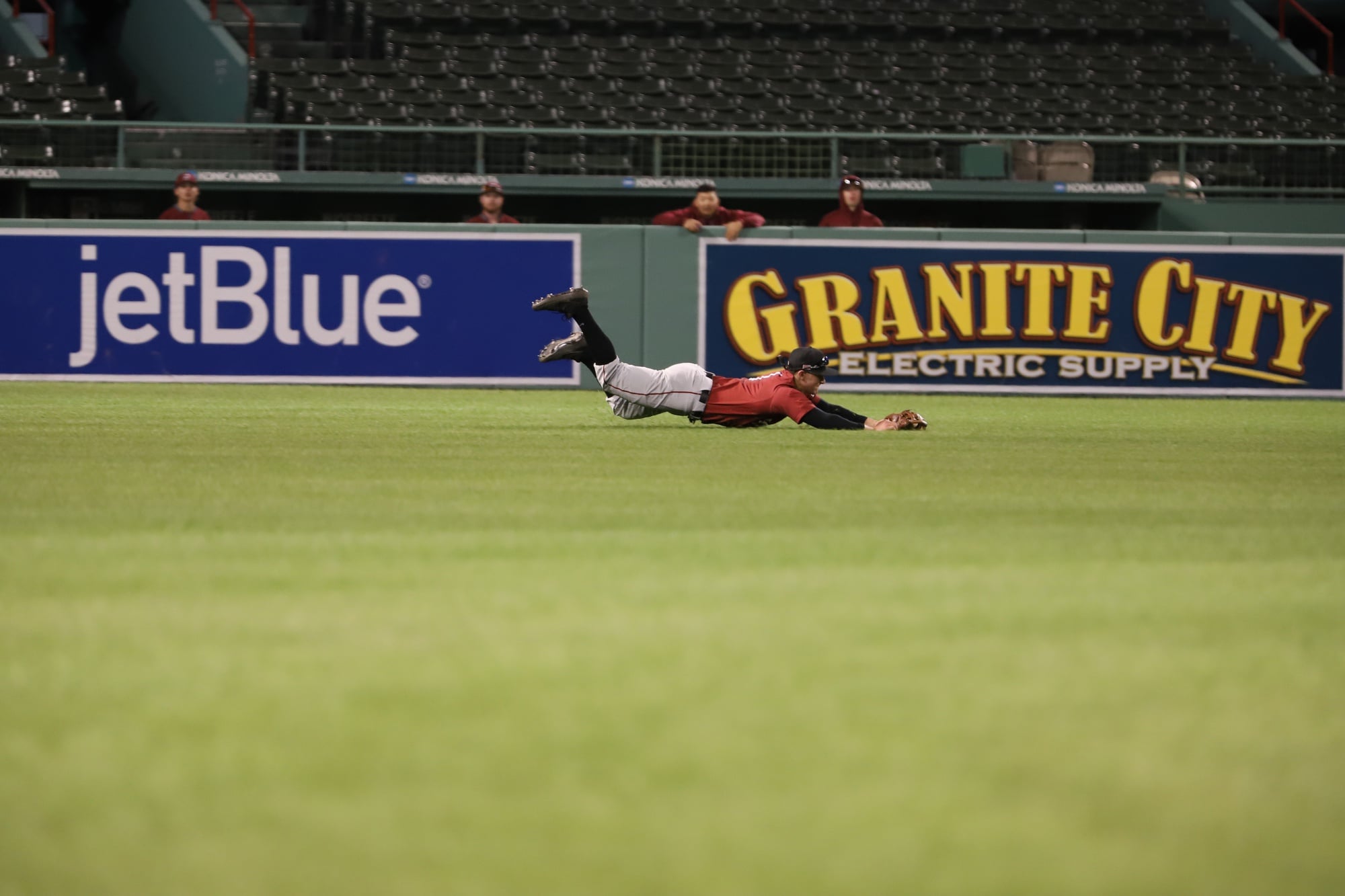 Outfielder Ben Skinner made a diving catch to add to his defensive highlights this season.