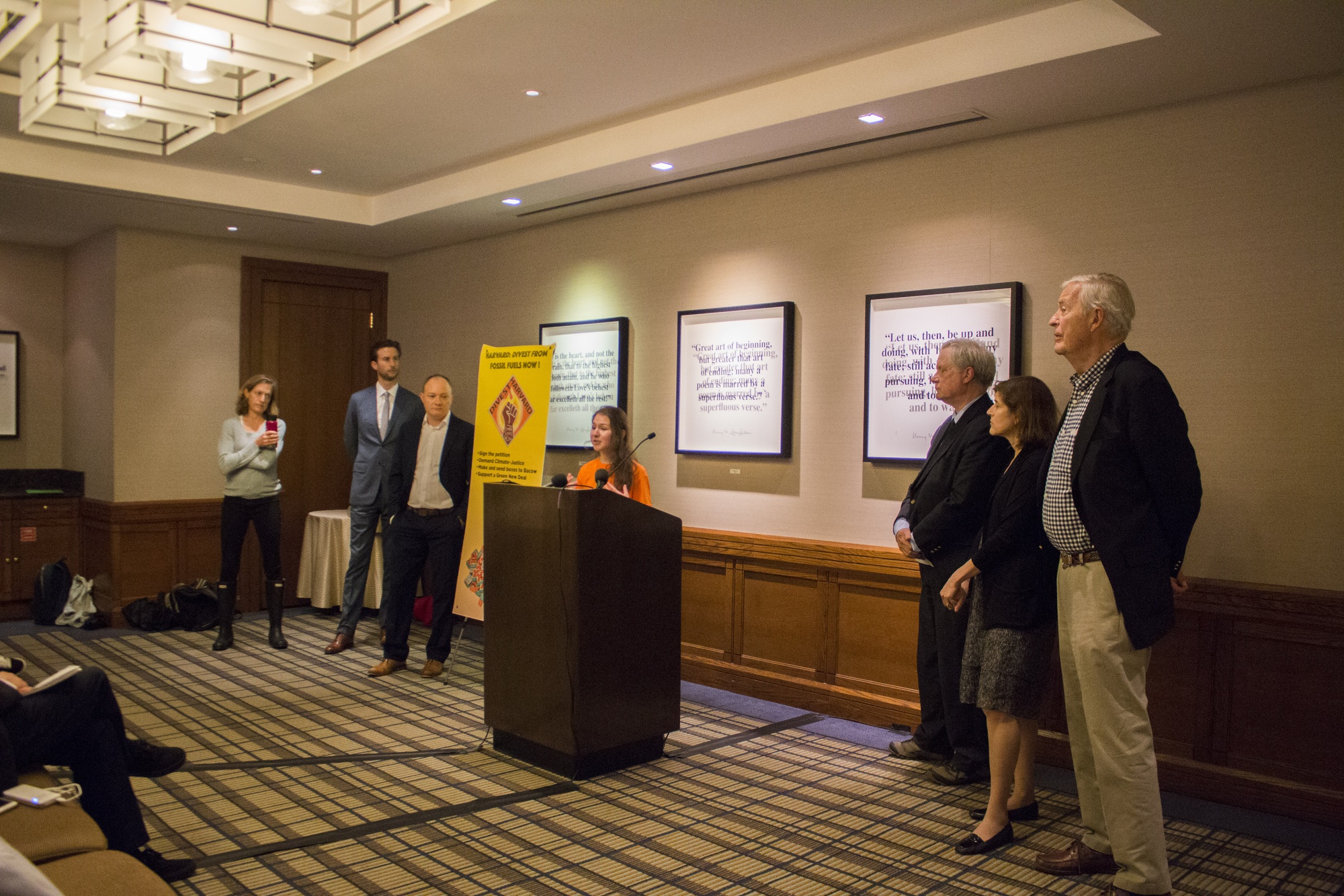 A series of speakers took the mic at the Divest Harvard press conference kicking off Heat Week Monday. Divest Harvard member Ilana Cohen '22, was joined by speakers including Harvard professors, a former U.S. Senator, and a descendent of John D. Rockefeller.