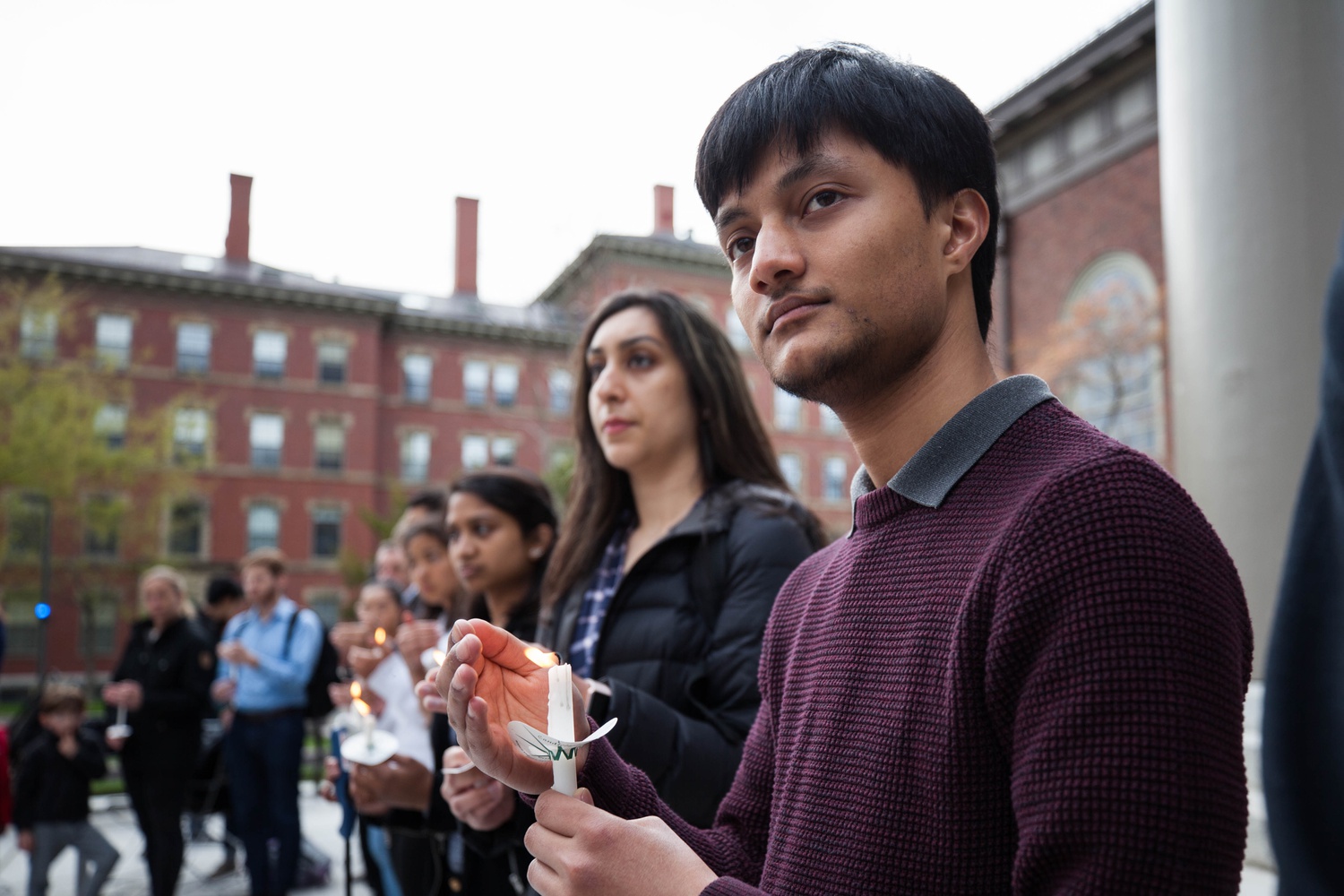Satish Wasti '21 takes part in a Prayer Vigil on the steps of Memorial Church hosted by several student groups in light of the recent terrorist attacks in Sri Lanka.