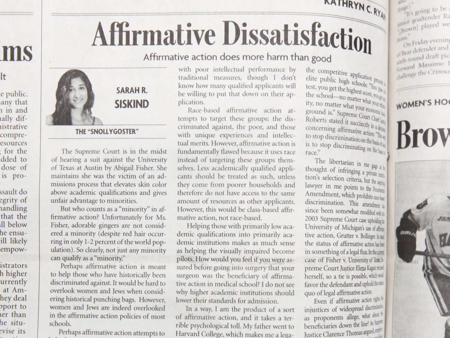 A 2012 opinion piece in The Crimson on affirmative action.