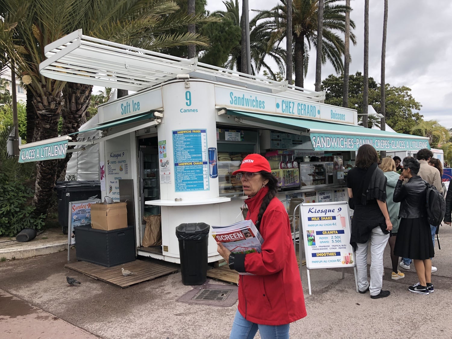 The infamous sandwich kiosk during rush hour.