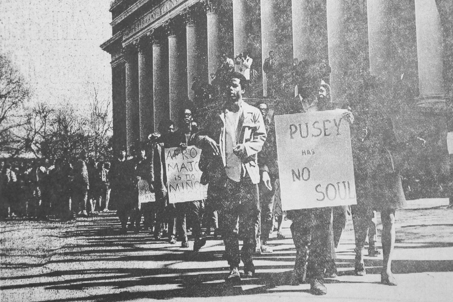 Student members of the Association of African and Afro-American Students joined the 1969 Students for a Democratic Society strike.