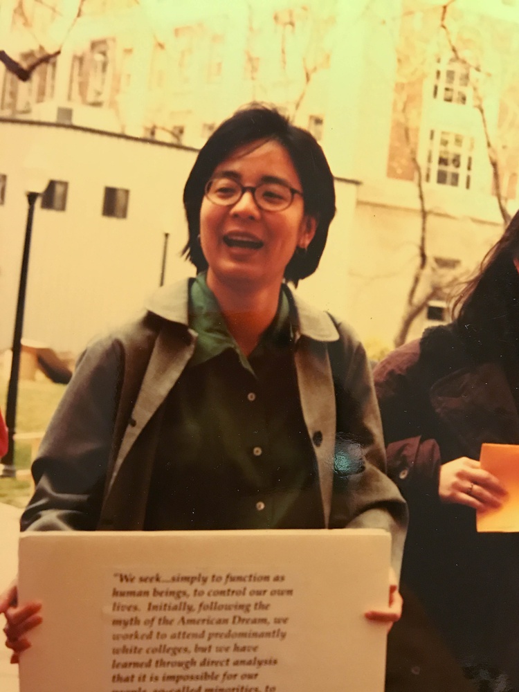 Students rallied in support of the creation of an ethnic studies department and minority recruitment policies during the 1993-1994 academic year.