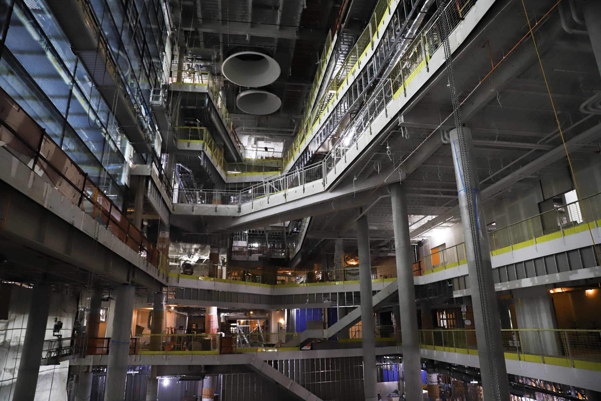 The atrium of a new building on the SEAS campus is still under construction.