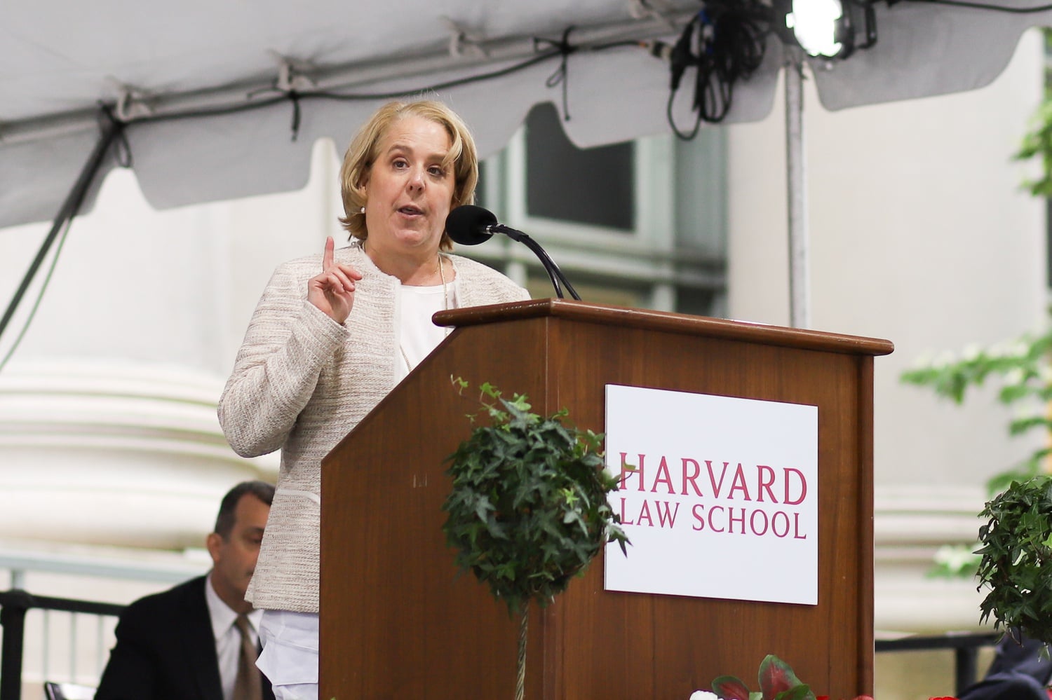 American lawyer Roberta A. Kaplan '88 spoke at Harvard Law School's Class Day event Wednesday. Kaplan led the push to convince the Supreme Court that the Defense of Marriage Act, which did not recognize same-sex marriage, was unconstitutional.