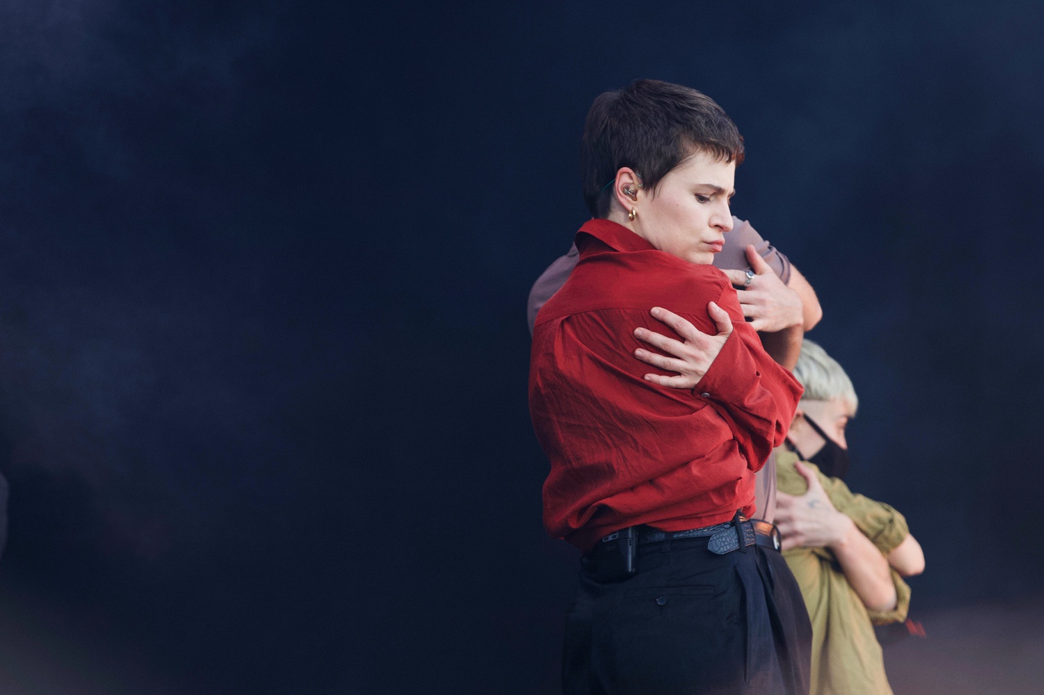 Chris of Christine and The Queens dancing on Boston Calling's Green Stage.
