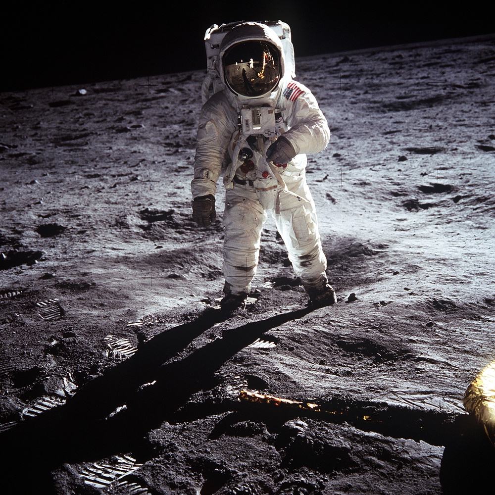 Astronaut Buzz Aldrin on the moon in 1969.