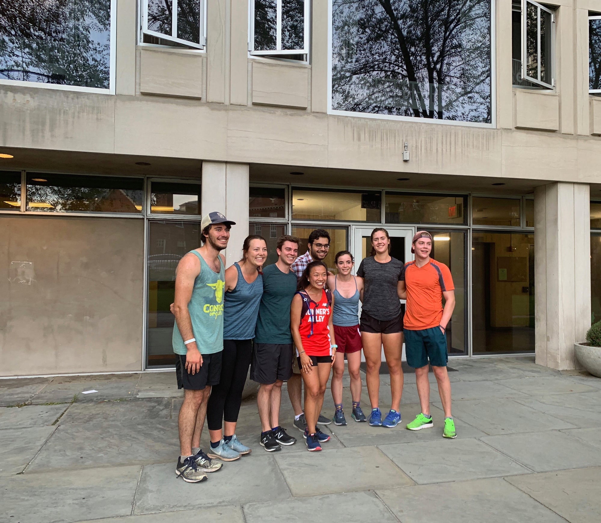 Brown was greeted by her friends in front of Leverett House after her 69-mile journey.