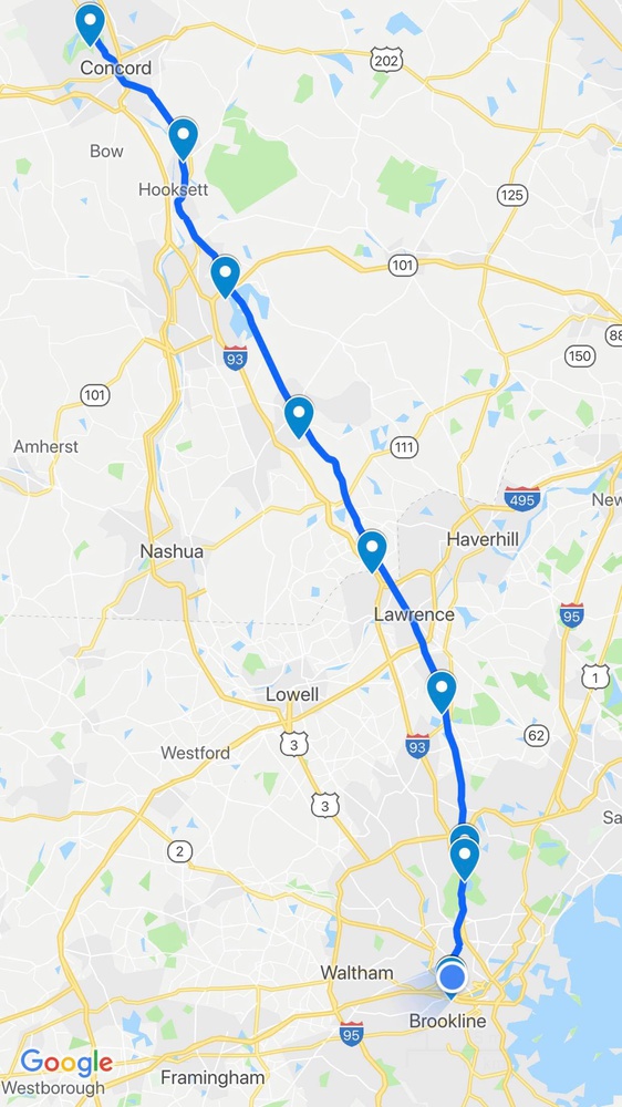 Brown's journey is mapped out above.