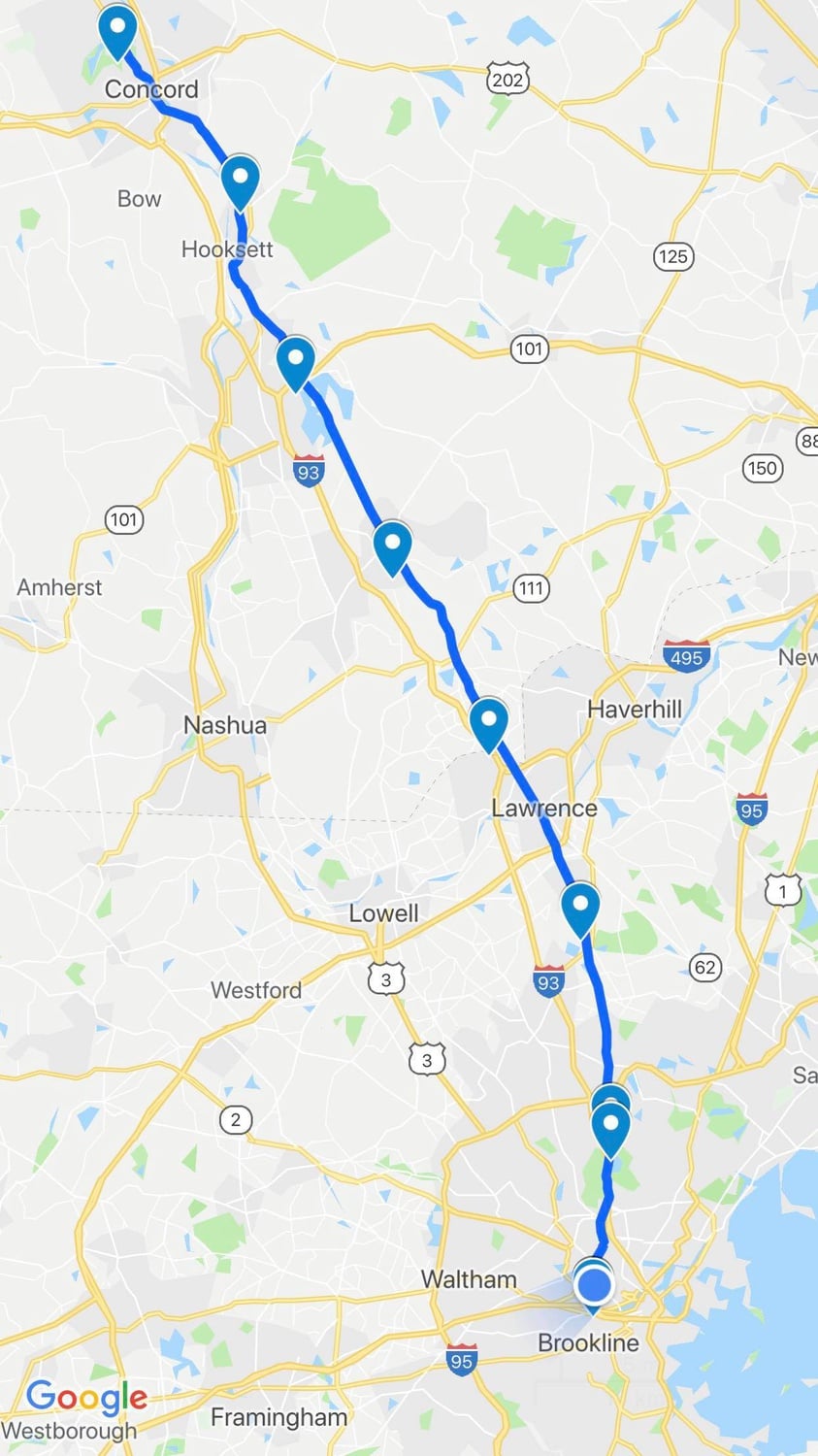 Brown's journey is mapped out above.
