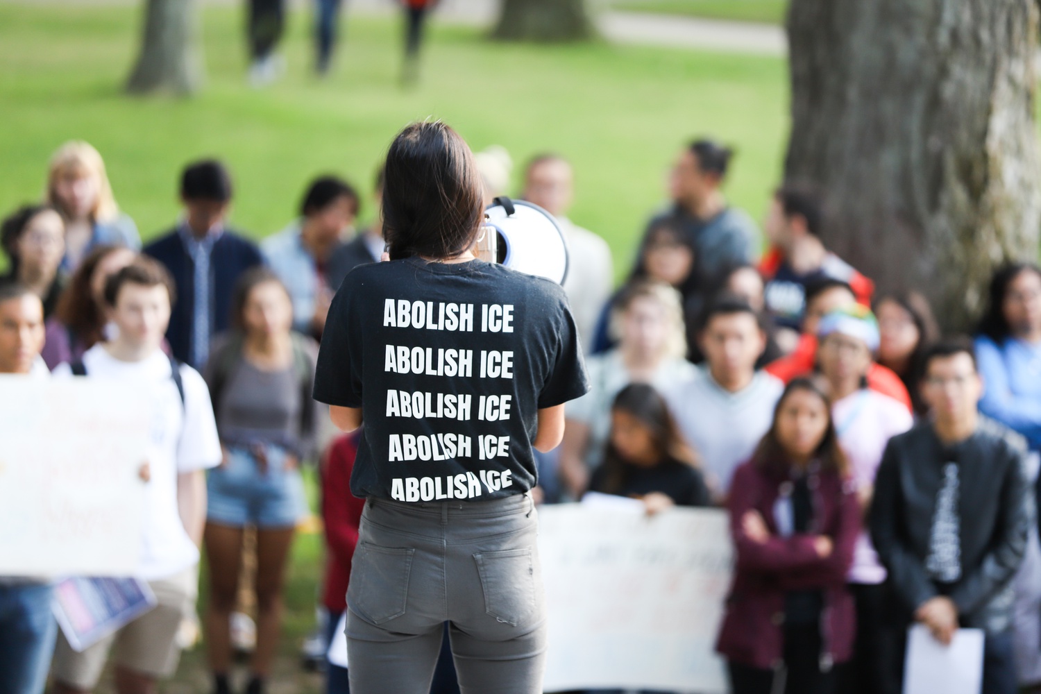 Mariana L. De Leon Dominguez '21 speaks at an Act on a Dream-sponsored rally Thursday.
