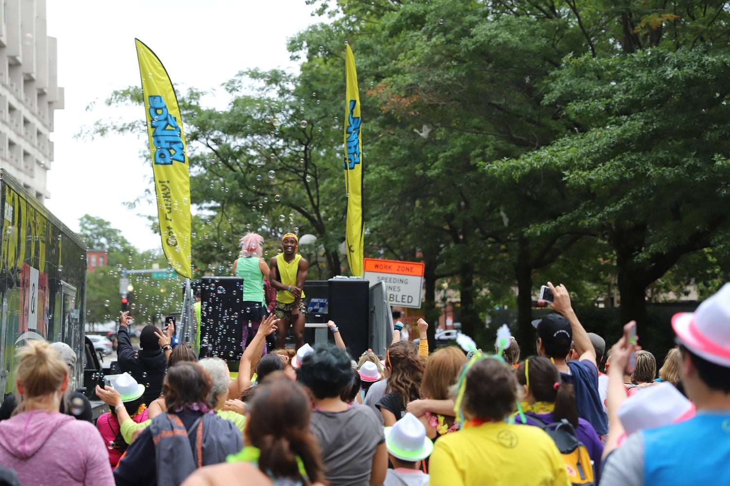 The Dance Mile, a 2019 Boston Social Fitness Festival event, is an interactive dance experience that takes place in the streets of downtown Boston, near City Hall Plaza.
