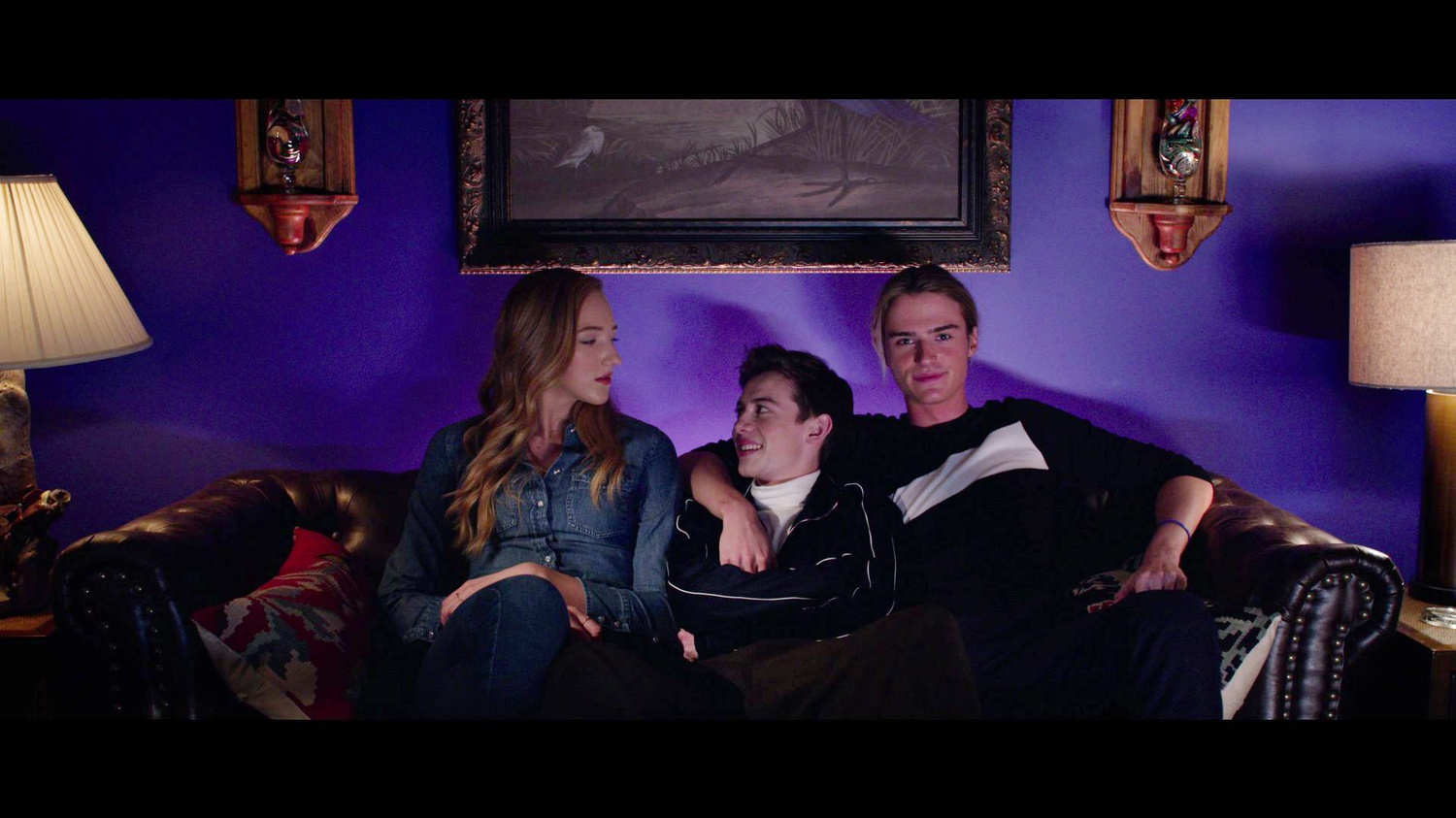 Ava Michelle (left) stars as Jodi, Griffin Gluck (center) stars as Jack, and Luke Eisner (right) stars as Stig in “Tall Girl” (2019), directed by Nzingha Stewart.
