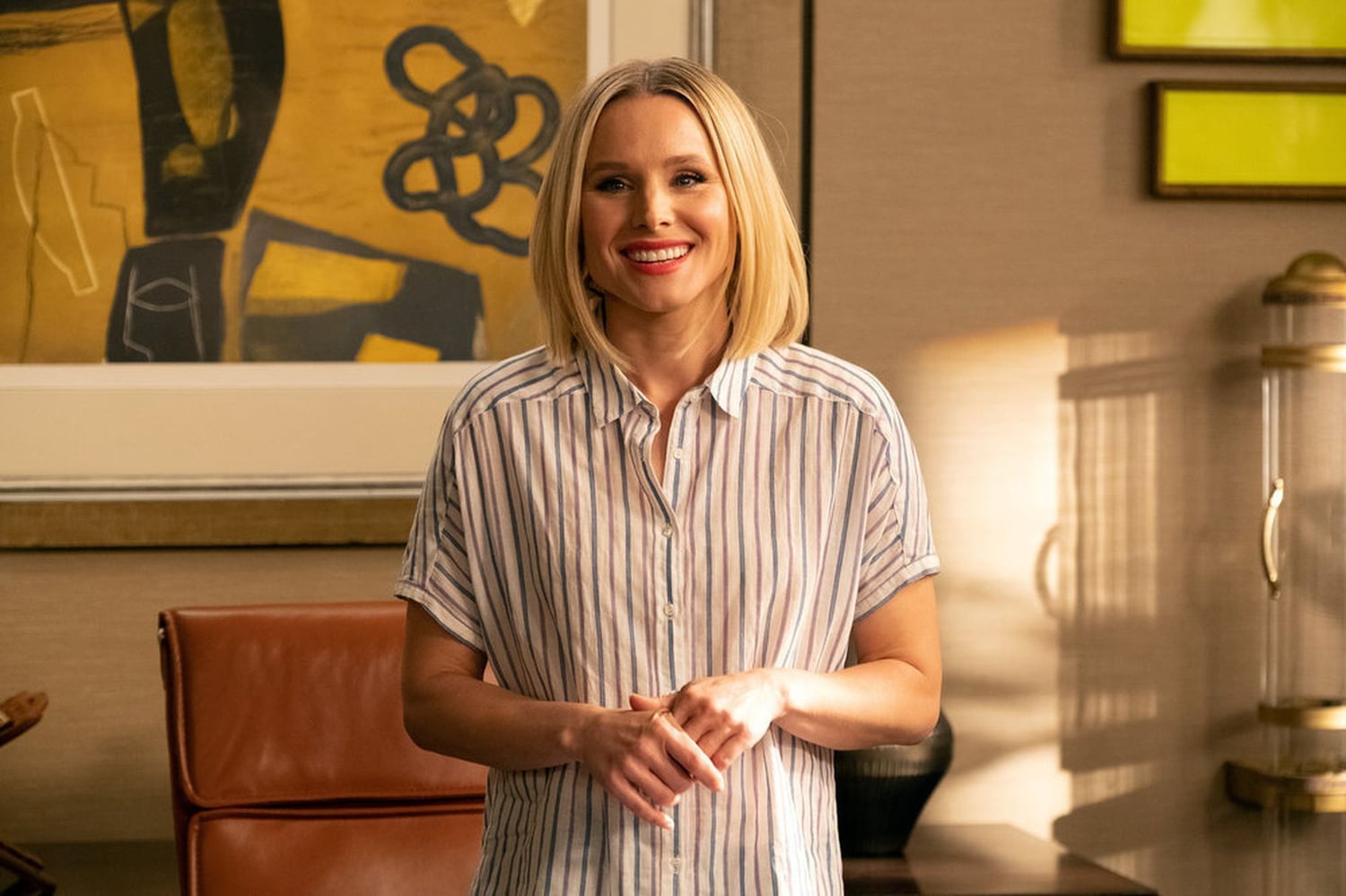 Kristen Bell as Eleanor Shellstrop in the latest season of “The Good Place.”