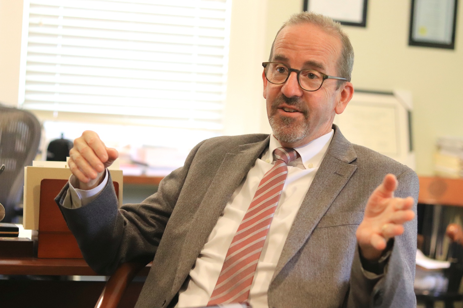 Dean of the School of Engineering and Applied Sciences Francis J. Doyle III speaks about the upcoming move to Allston in his office during an interview on Monday.