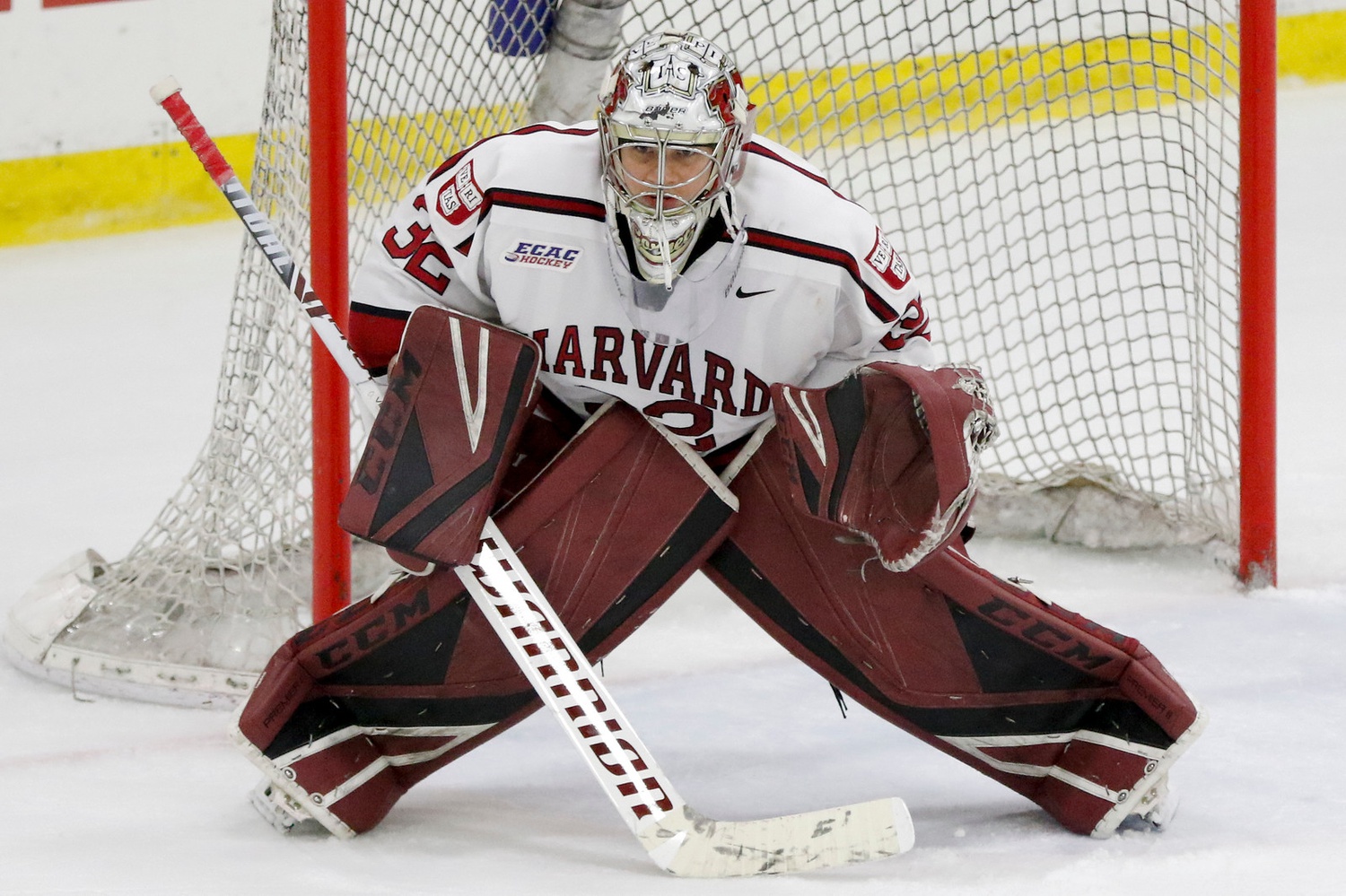 Senior Cameron Gornet has earned the starting role in net to begin the season. His crucial play late last year propelled the Crimson to key wins in its run to the NCAA Tournament.