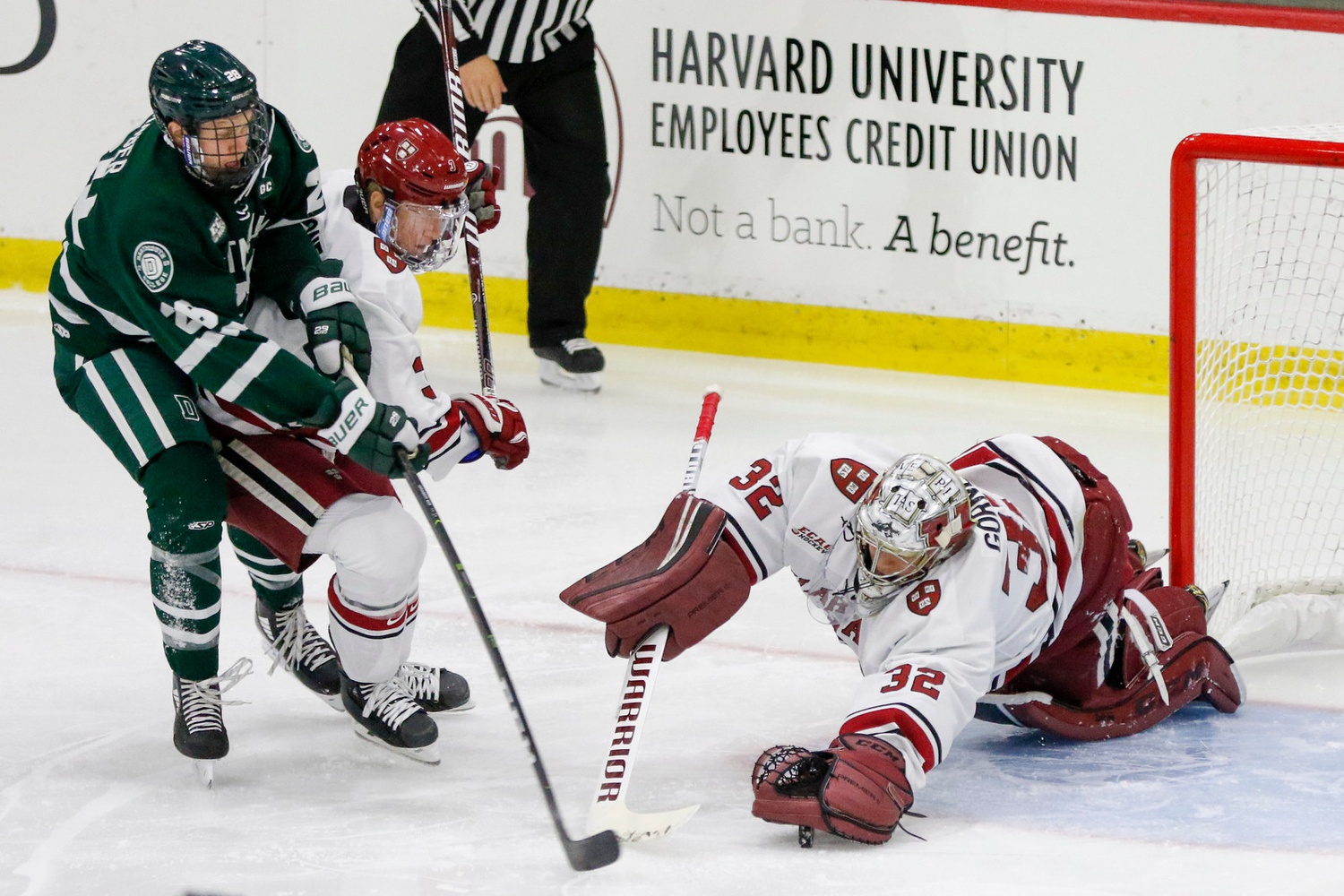 Senior Cameron Gornet tended the Harvard cage on Friday night and will look to lock down the starting role for the entirety of the season moving forward.