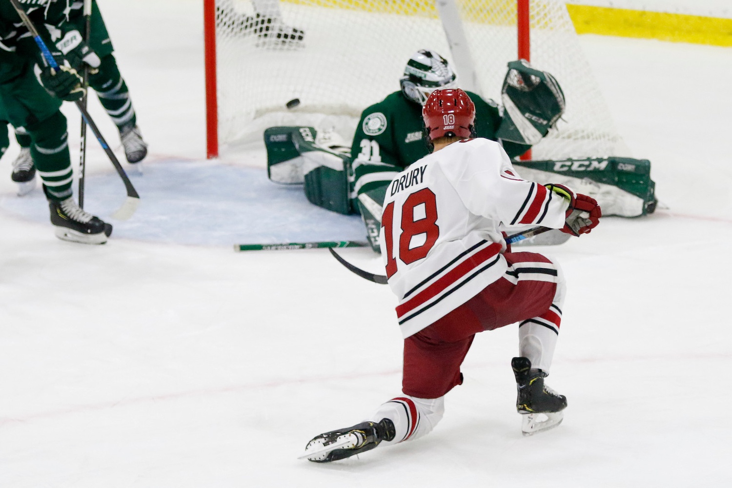 In the second period, sophomore forward Jack Drury beat Dartmouth net-minder Justin Ferguson for Harvard's fifth strike of the night.