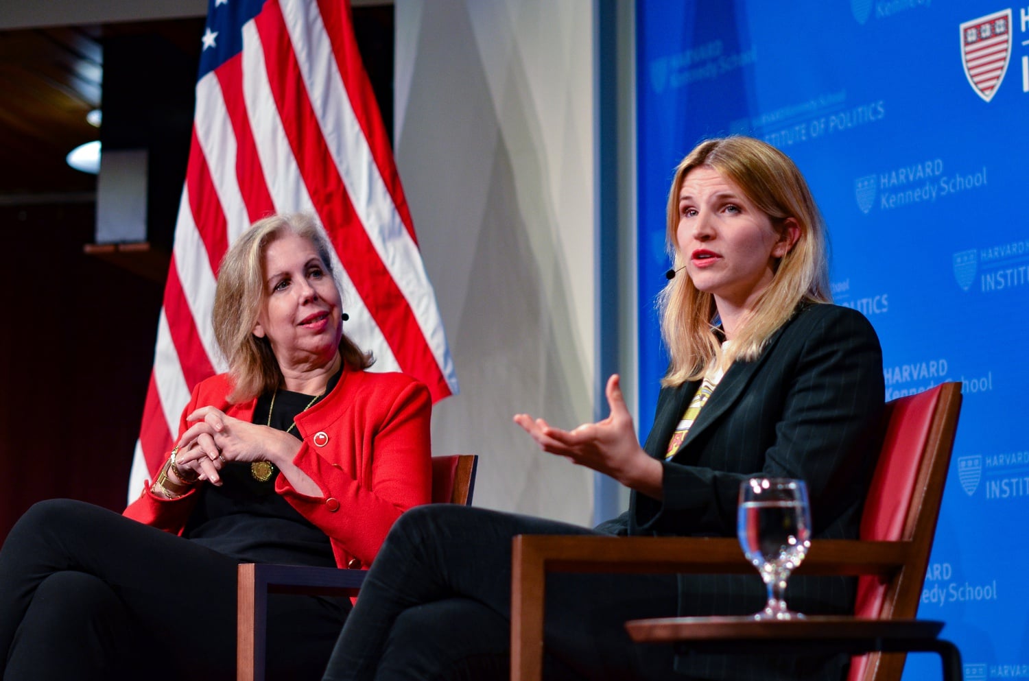 Tara Westover, author of "Educated," speaks with Nancy Gibbs, director of the Shorenstein Center at the IOP JFK Jr. Forum on Tuesday night.