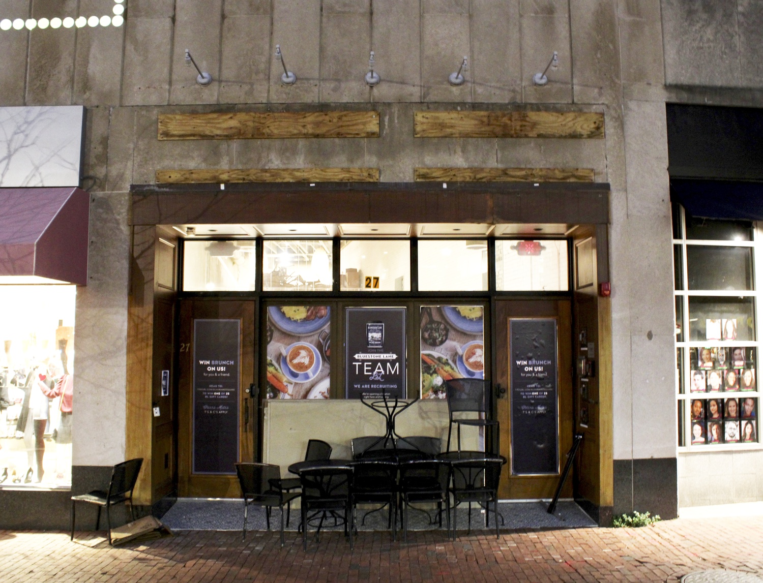 The front of Bluestone Lane, a new cafe opening in the Harvard Square space formerly occupied by Crema Cafe.