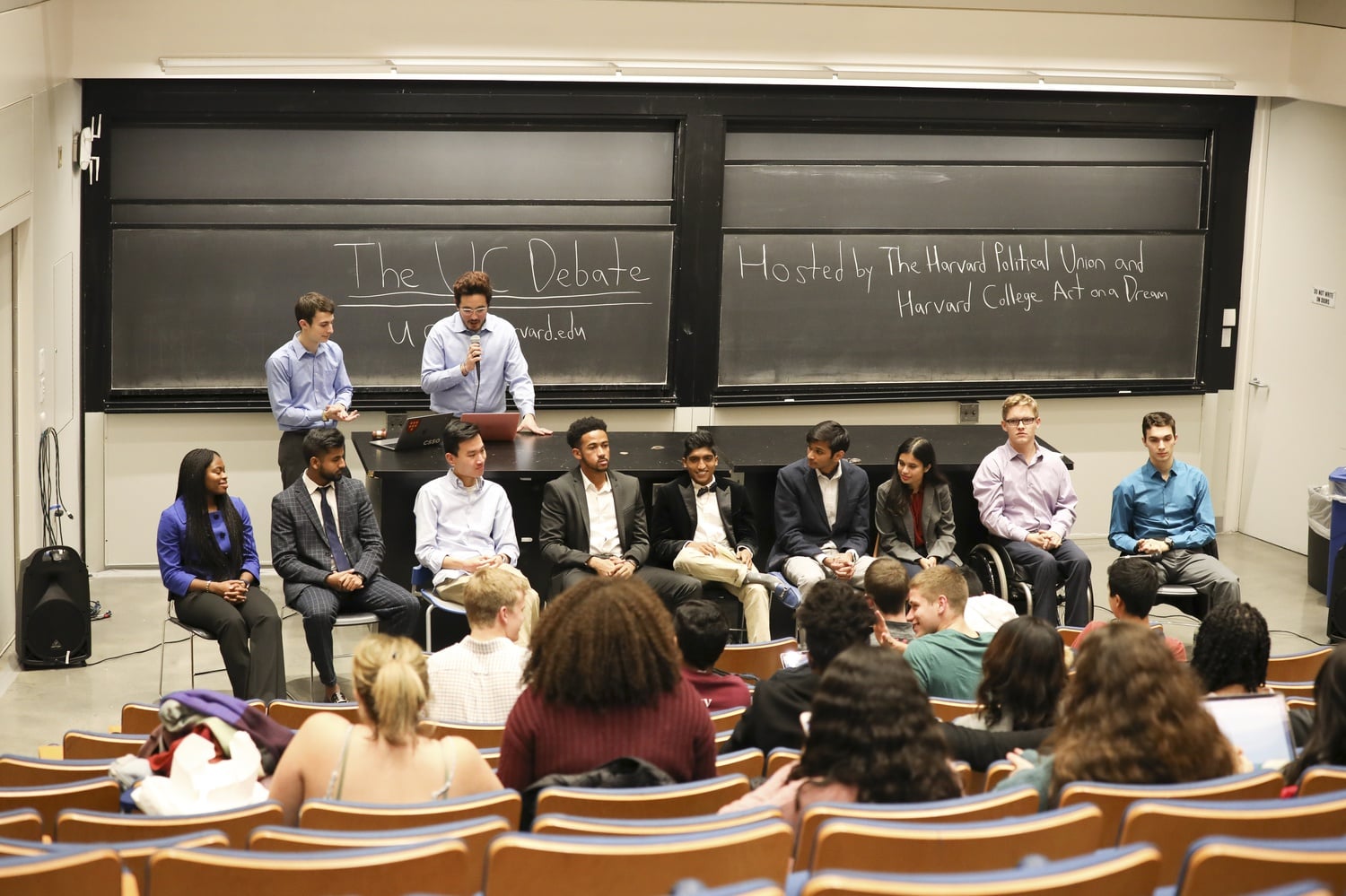 The Harvard Political Union and Harvard College Act on a Dream co-sponsored a debate Saturday afternoon for the candidates running in the Undergraduate Council presidential election.