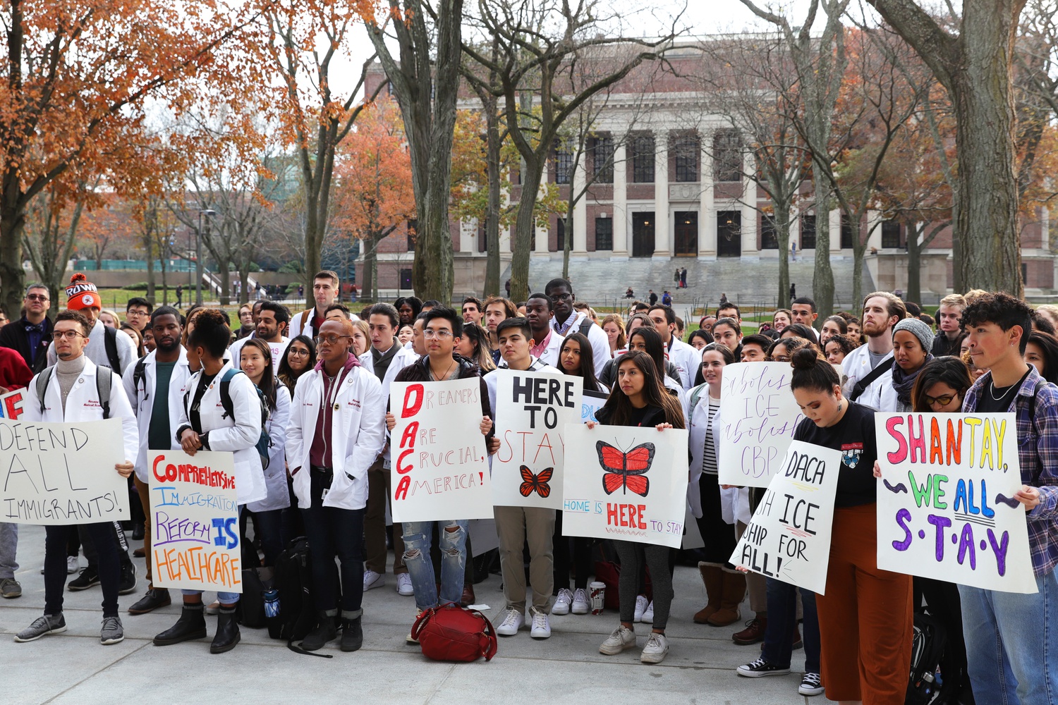 Harvard affiliates gathered at Memorial Church Monday afternoon to show support for immigrants at the Walk Out to #DefendDACA ahead of the Supreme Court hearing a case which will determine the fate of the DACA program.