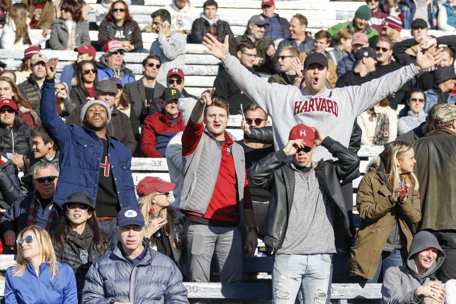 Harvard fans at the Yale Bowl during the 136th edition of The Game in 2019.