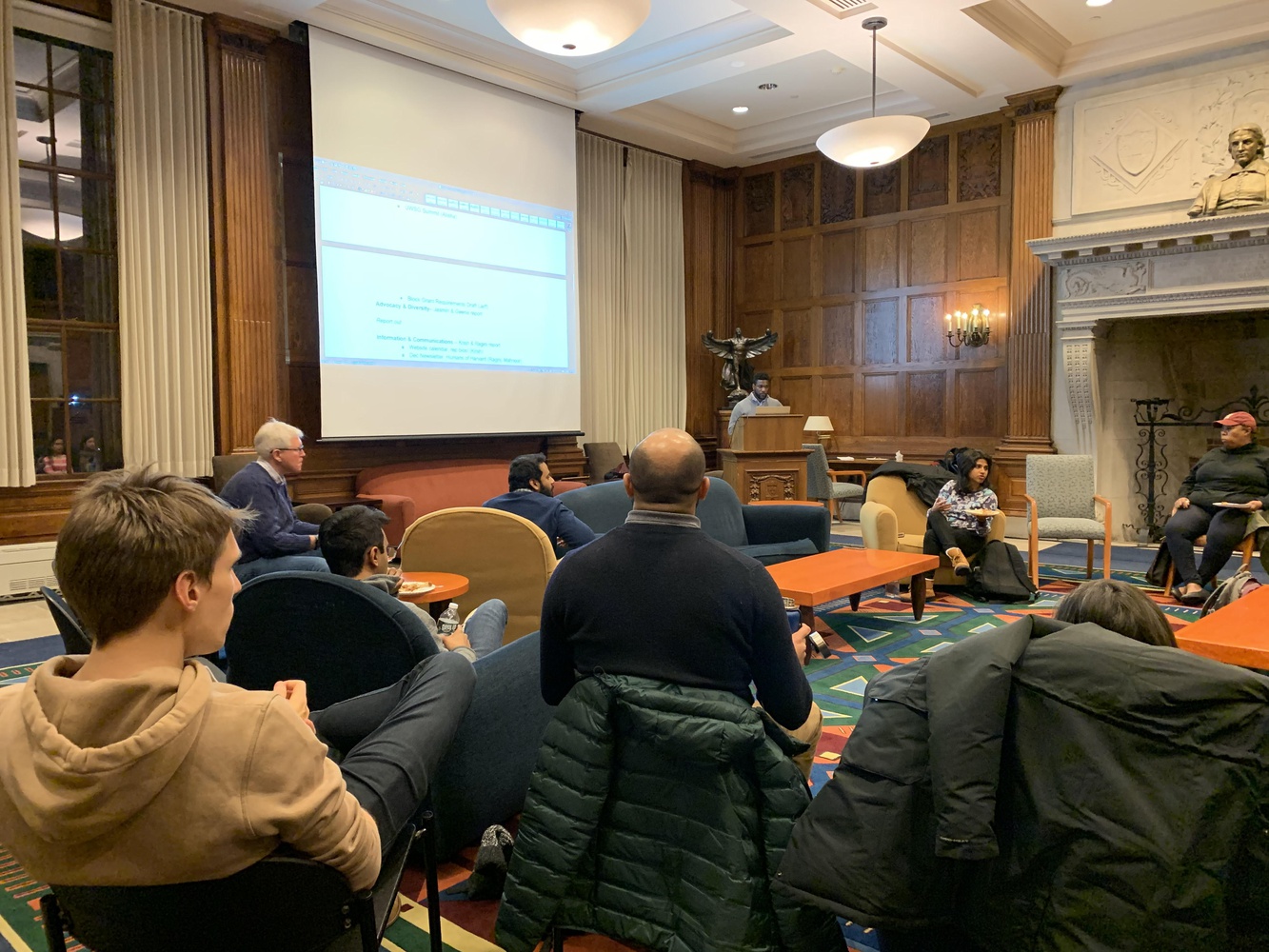 Graduate Student Council gathers for a meeting in the Barker Center Monday evening.