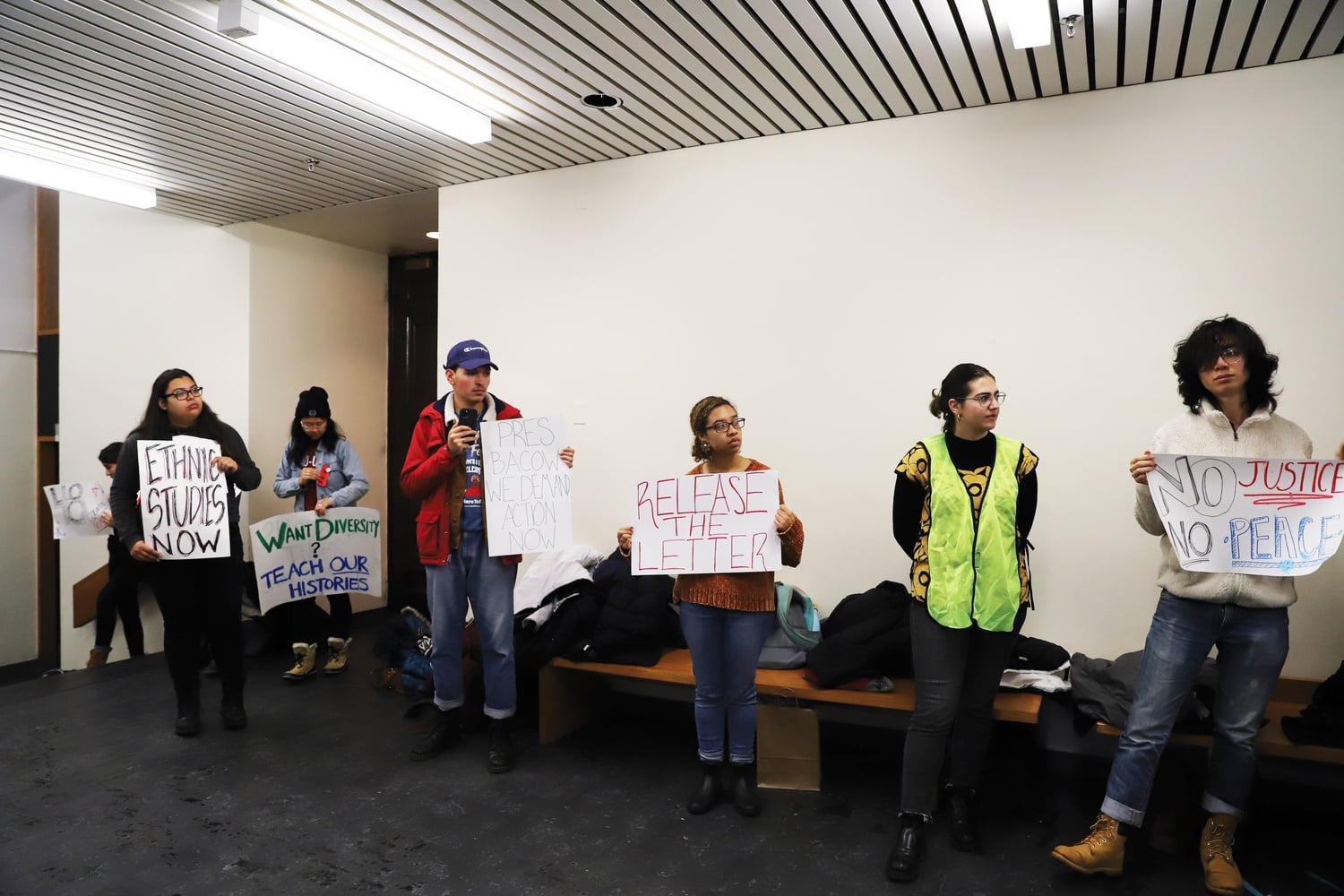 Protestors lined the walls of Emerson Hall outside of a faculty meeting on Tuesday after professor Lorgia García Peña was denied tenure.