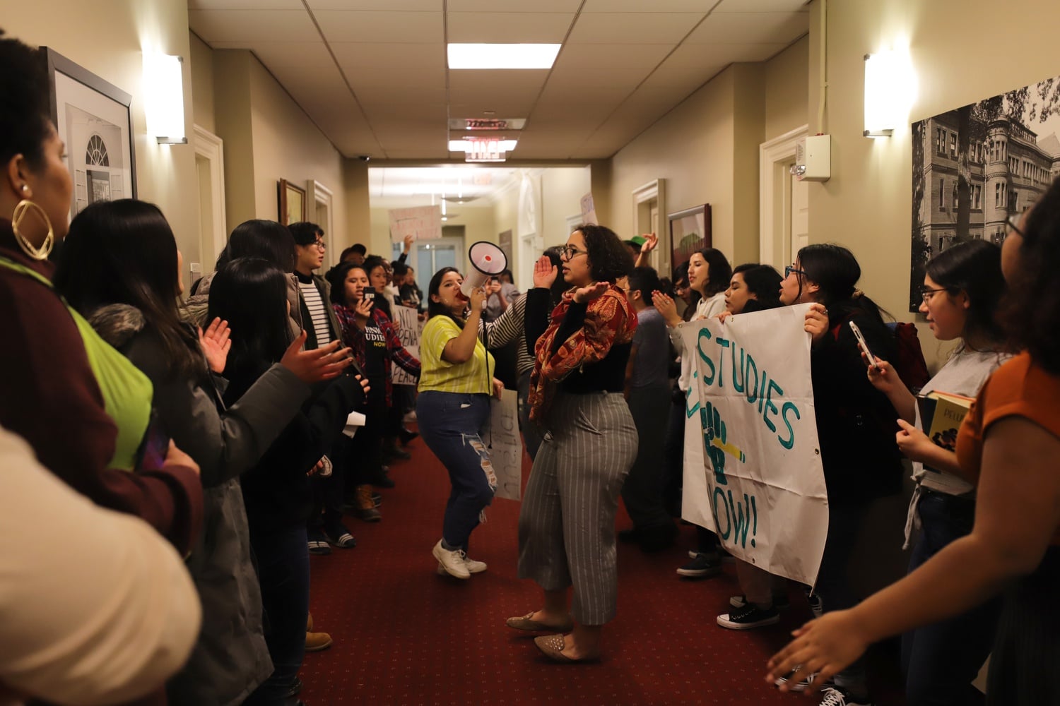 Students in favor of an Ethnic Studies concentration occupy the Harvard College Office of Admissions and Financial Aid on Thursday afternoon.