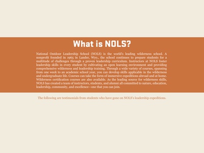 Cover image for NOLS Expeditions About