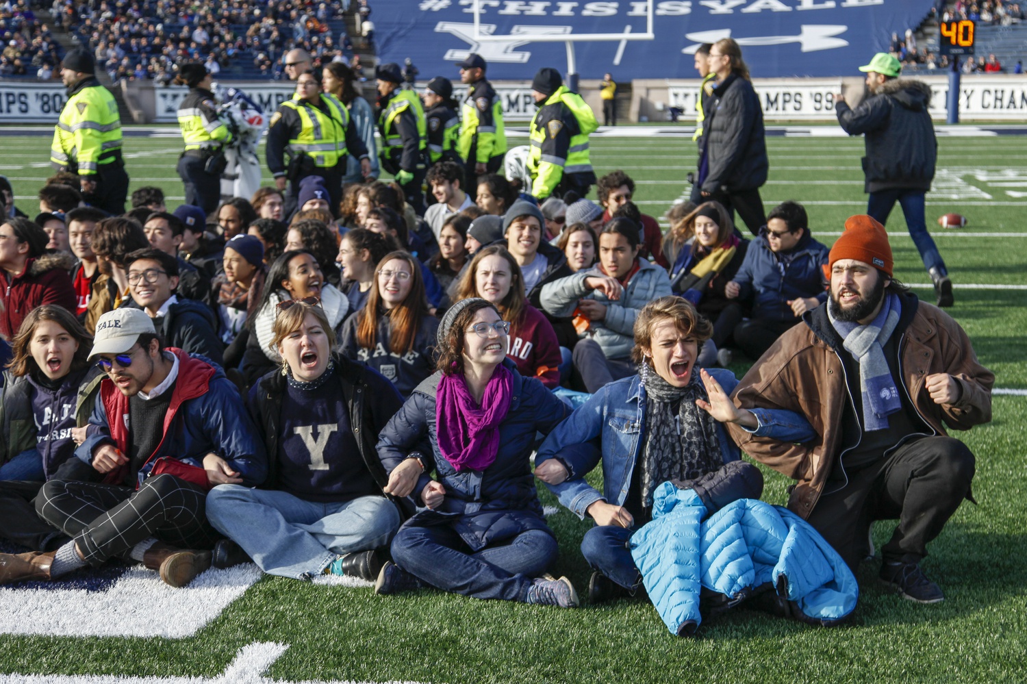 A Connecticut judge dismissed all charges Monday against the ten Harvard students and alumni who participated in the November divestment demonstration at the Harvard-Yale football game.