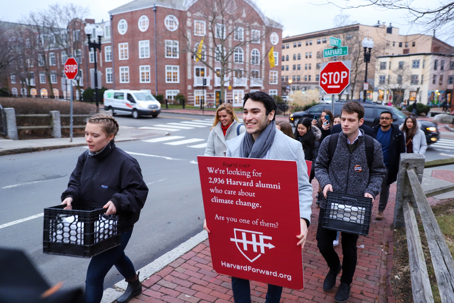 Harvard Forward is a group led by students and alumni working to bring attention to climate change and recent alumni representation within Harvard's governance boards.