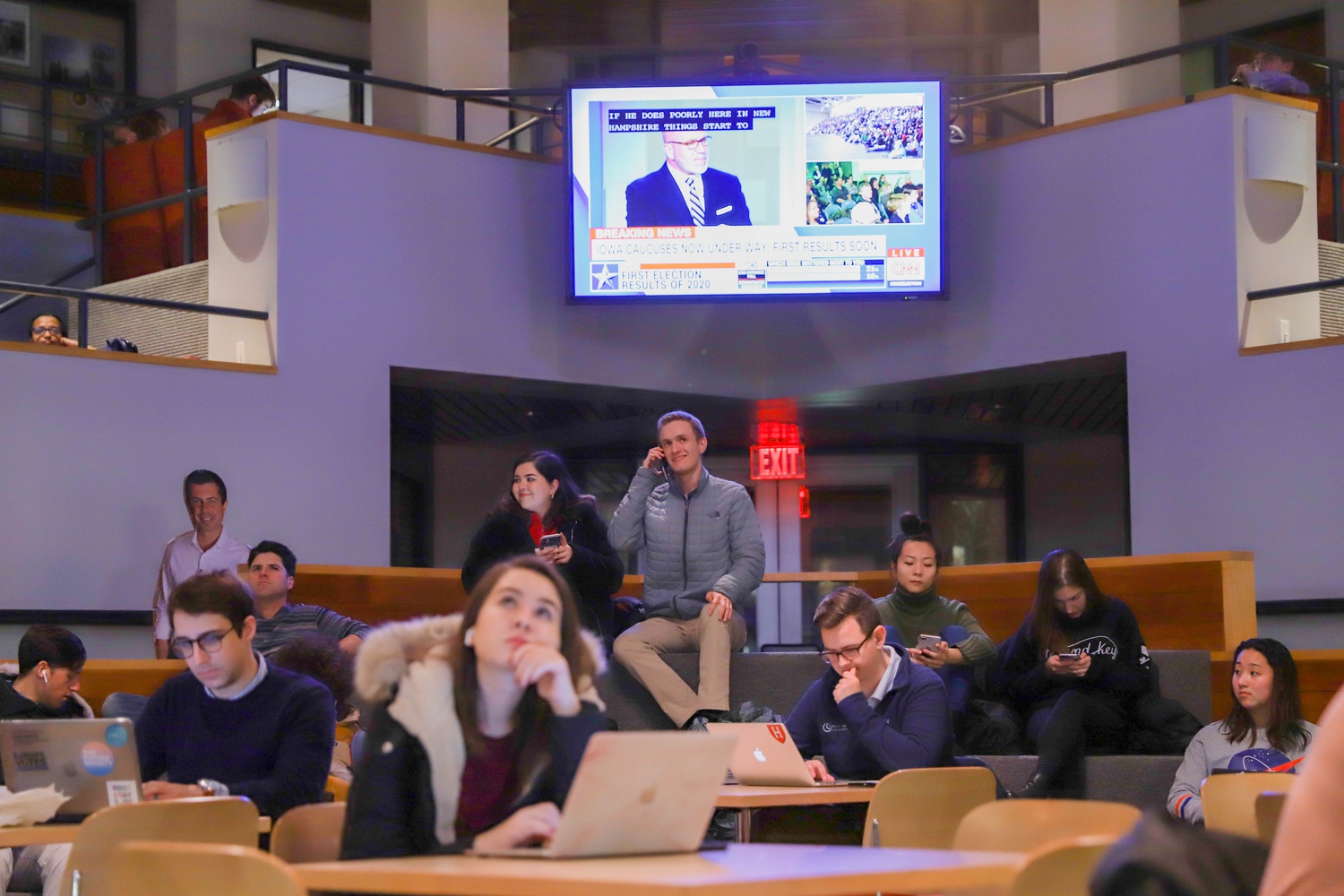 Harvard's Institute of Politics hosted a viewing party to watch the coverage of the Iowa Caucus, the first major nomination contest of the 2020 presidential election cycle.