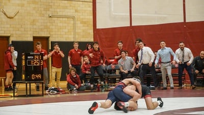 Cover image for Tempers Flare, Suspense Reigns as Wrestling Falls to Princeton, Penn