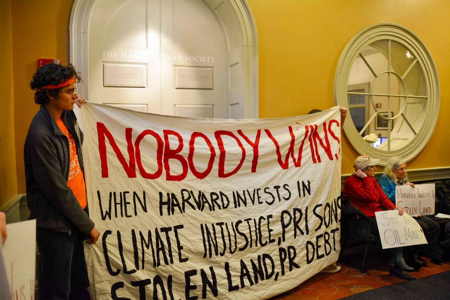 Divest Harvard occupies University Hall in February.