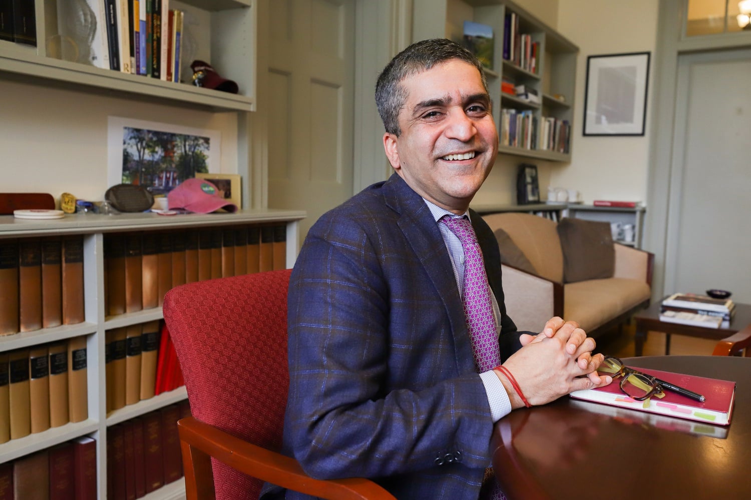 Dean of the College Rakesh Khurana, pictured in his office in February, said in a Friday interview that he views the Undergraduate Council as a conduit between administrators and students.