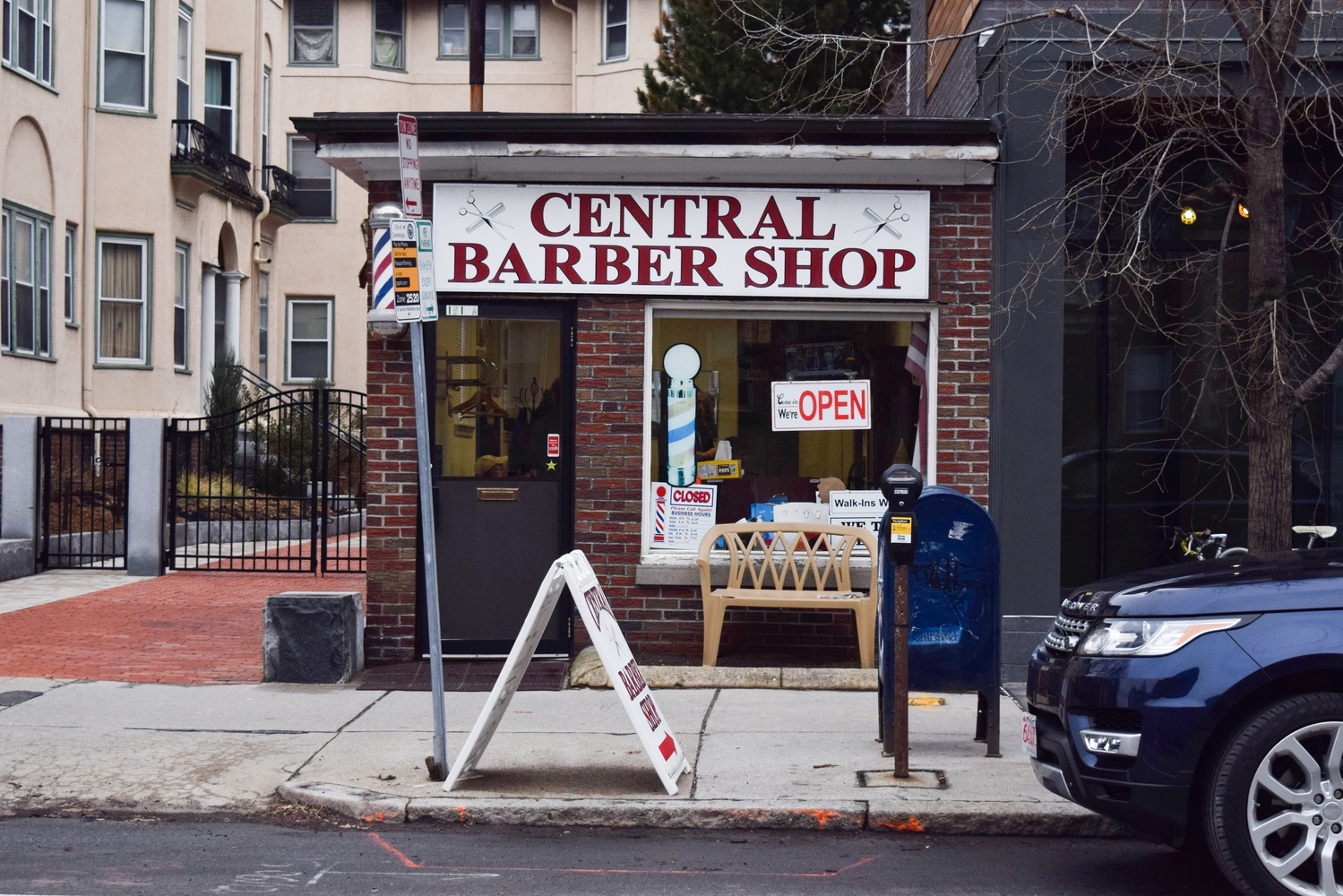 Central Barber Shop is located on Mass Ave. and is often frequented by Harvard Law School students due to its proximity to the Law School.
