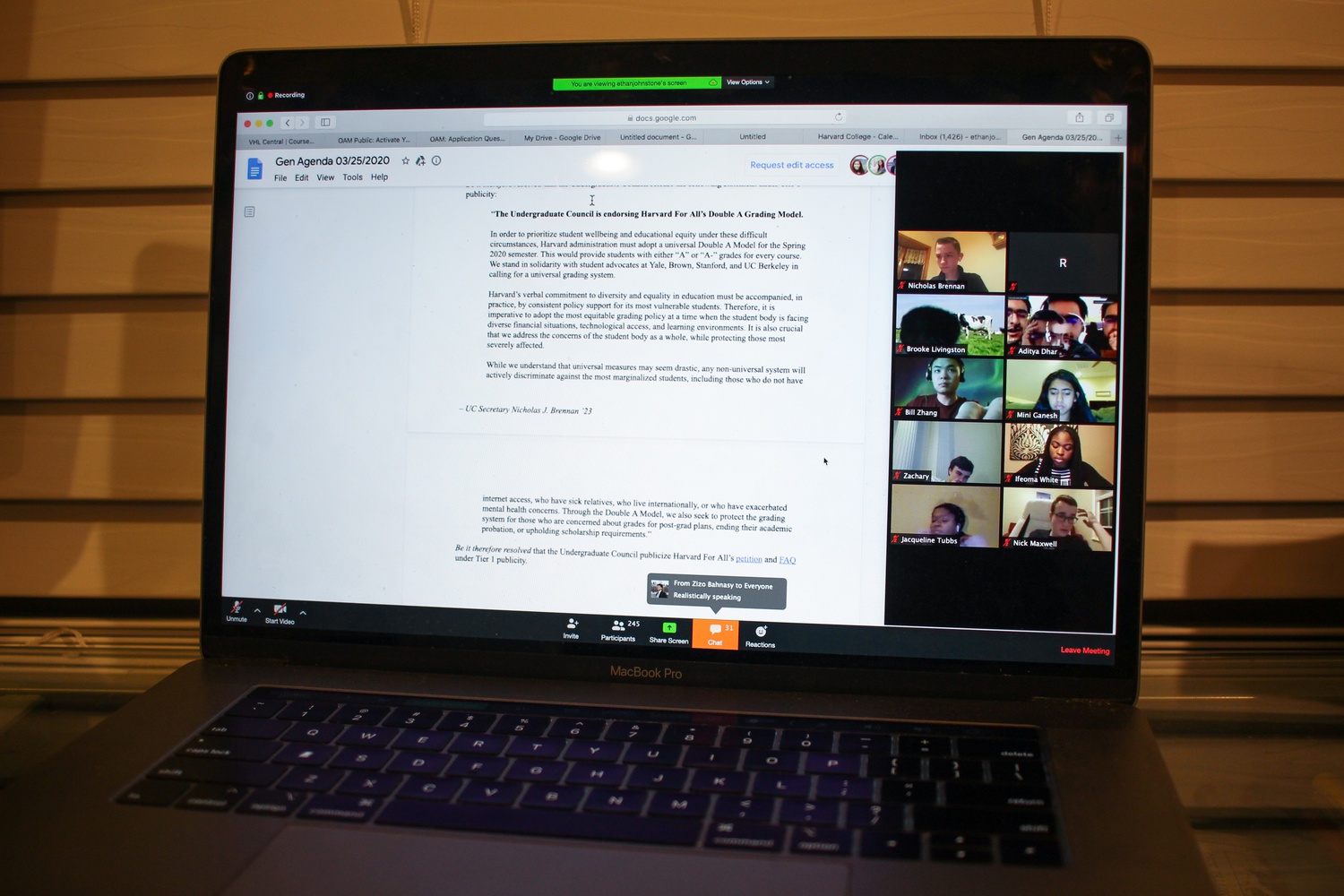 In one of their most widely attended meetings of the semester, the Undergraduate Council hosted a virtual Zoom emergency meeting, open to the public, regarding endorsements of grading policies to the university administration.