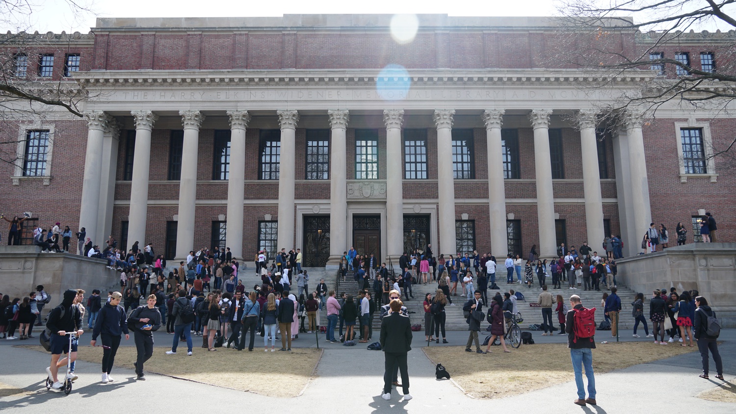 With the expected cancellation of an in-person Class Day, seniors from the Class of 2020 organized on Widener Steps during the last week on campus to take the traditional senior class picture.