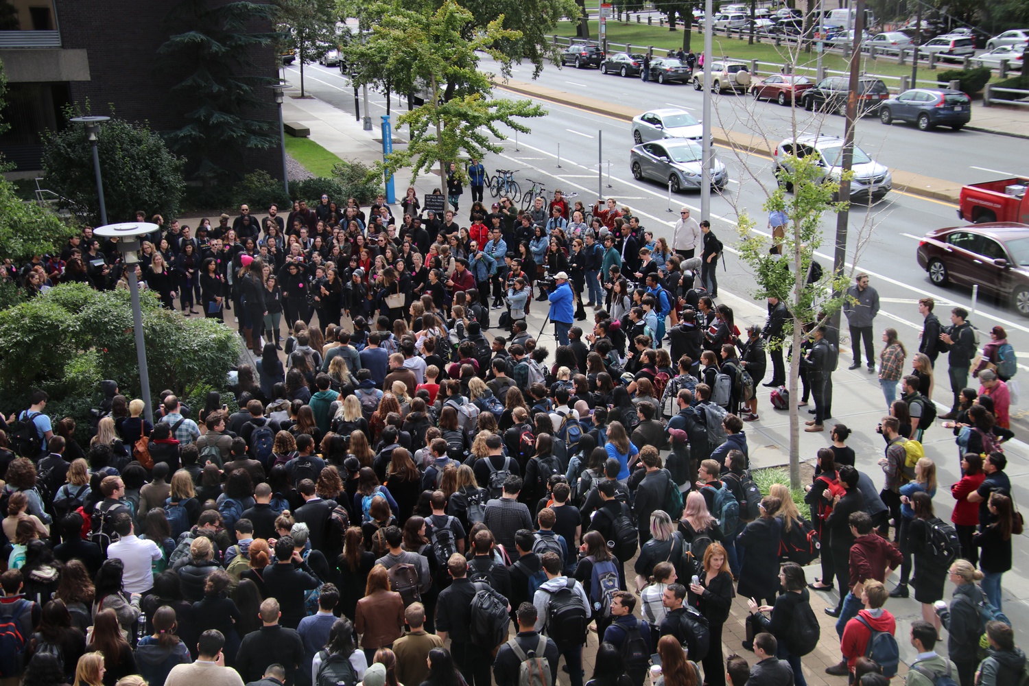 Several hundreds of undergraduate and Law School students walked out of their classes on September 25, 2018 to demonstrate their support for Christine Blasey Ford and Deborah Ramirez.
