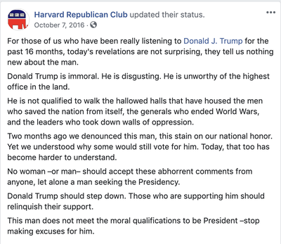 Cover image for Harvard Republican Club Facebook Post