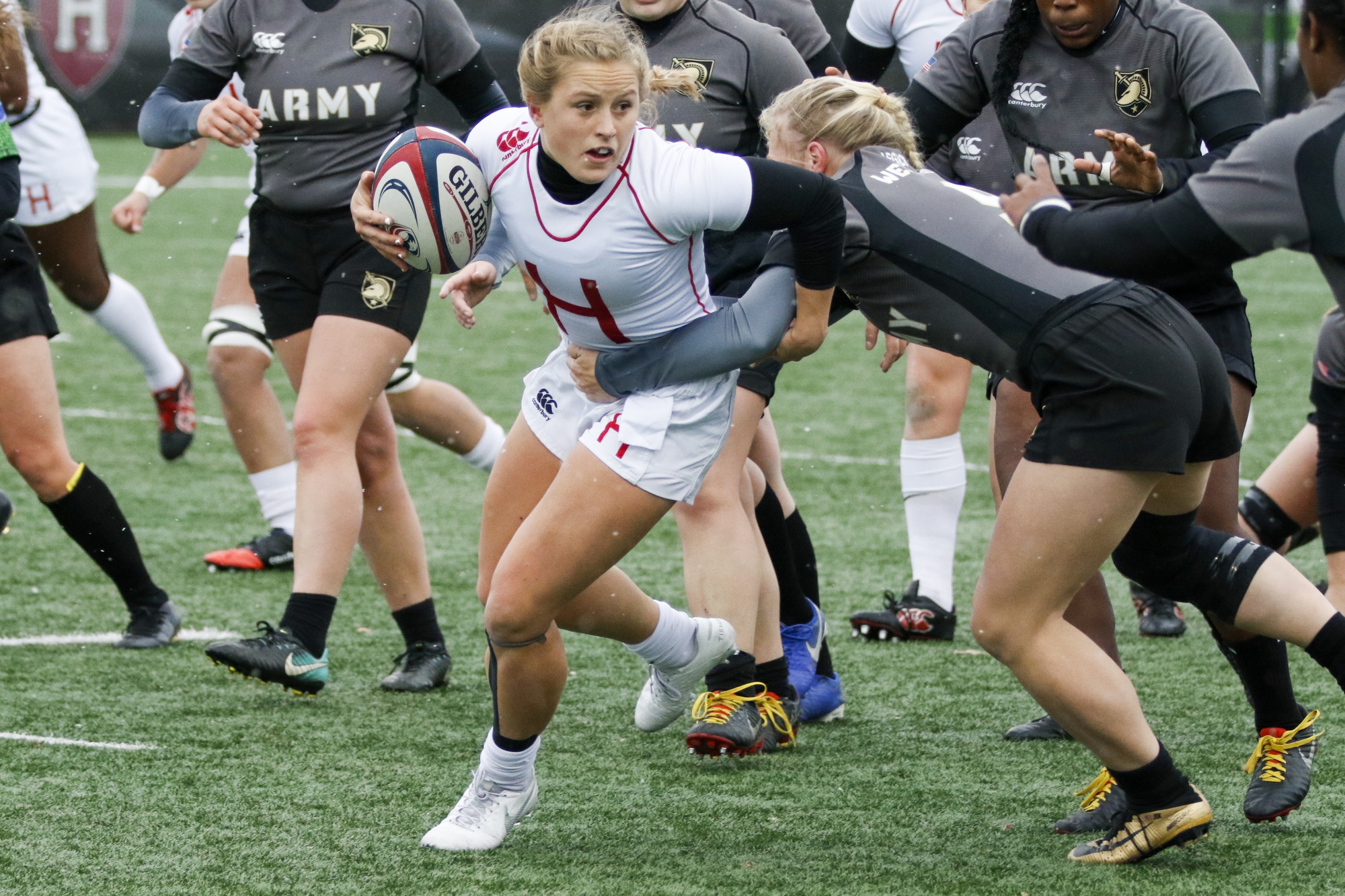 Sophomore Cassidy Bargell looks to elude the Black Knights' defender. In the game, while Army attempted to wrap up the Crimson, Harvard wrapped up the season in victory: with a national championship.