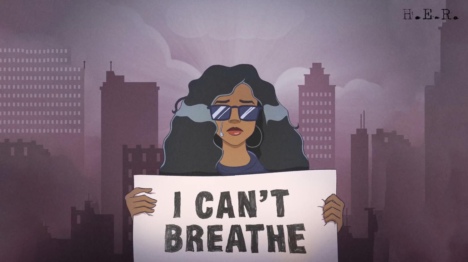 Single art from H.E.R.'s song "I Can't Breathe"